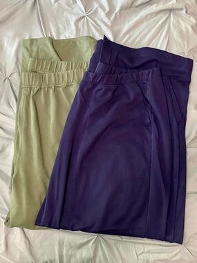 Woman Within 7 Knit Wide Leg Pants- Set of 2